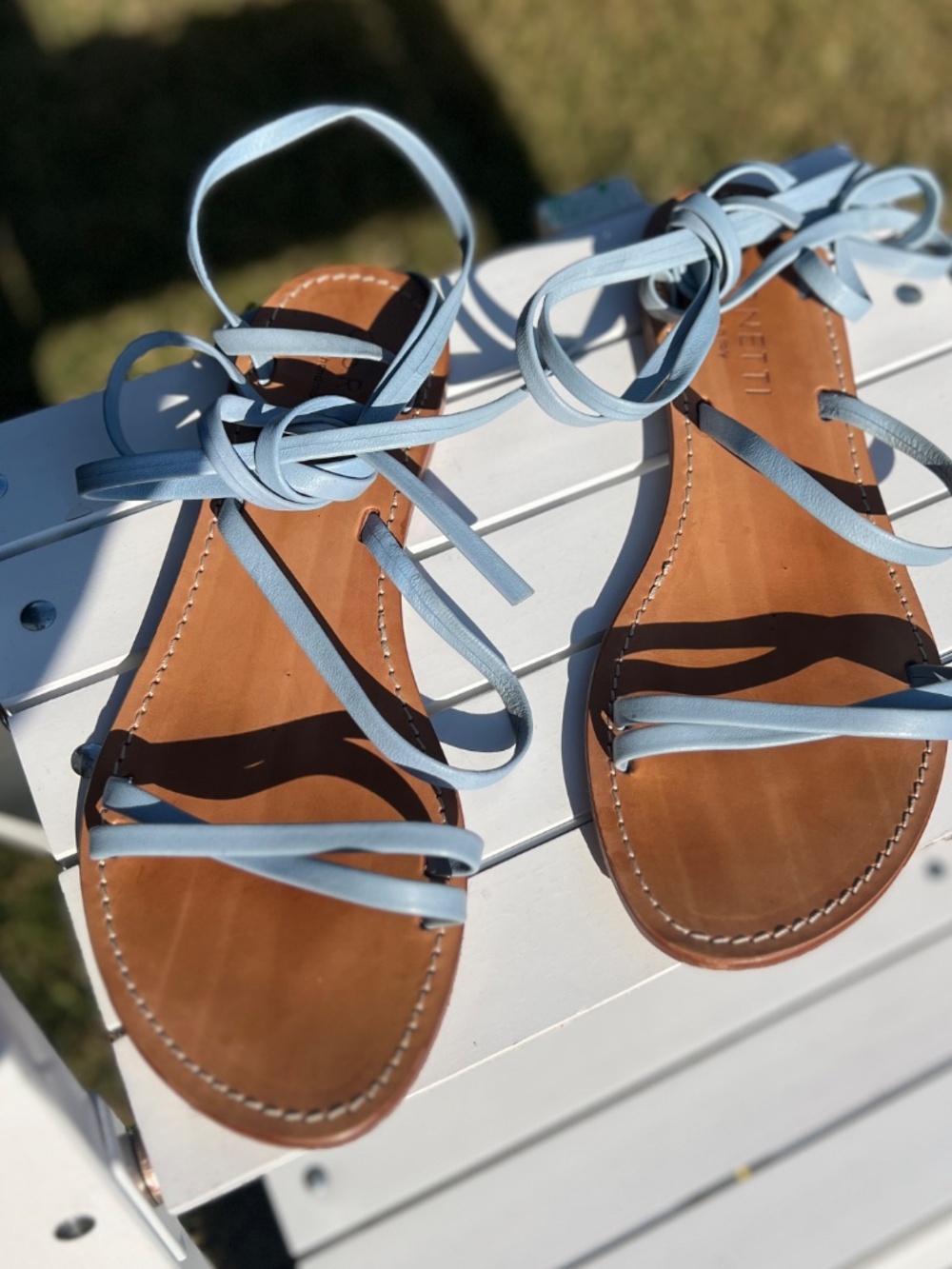 Cornetti~  Handmade in Italy Revolve Caruso Leather Wrap Sandals ~Size 40 | Blue